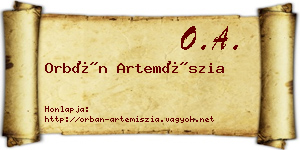 Orbán Artemíszia névjegykártya